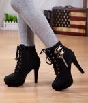 Black Suede High Heel Ankle Boot