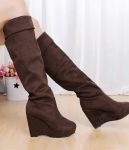 Brown High Wedges Boots Import