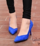 Blue Korea High Heel Suede Shoes