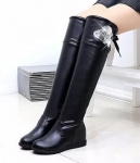 Black Flat Heel Long Boots Import