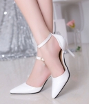 White Korean Style Diamond Strap Shoes