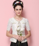 High Quality Lace Jacket Import JC803 White