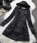 Winter Hoodie Long Coat Import JC813 Black