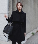 Premium Elegant Long Coat Korea JC876 Black