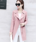 Casual Zipper Long Coat Import JC939 Pink