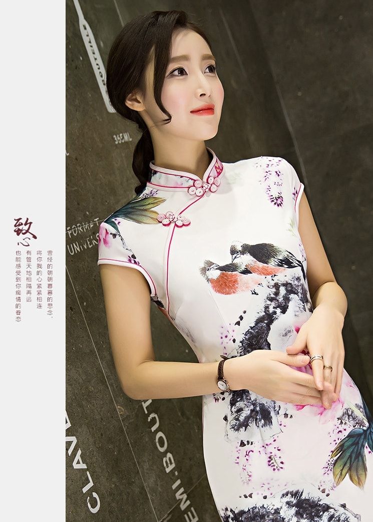 Classic Silk Cheongsam Import Ds4307 White Tamochi 